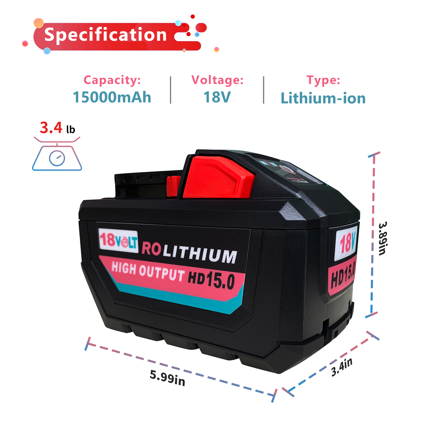 18V 15.0Ah High-Capacity Battery – Compatible with M18 Series - Image 2
