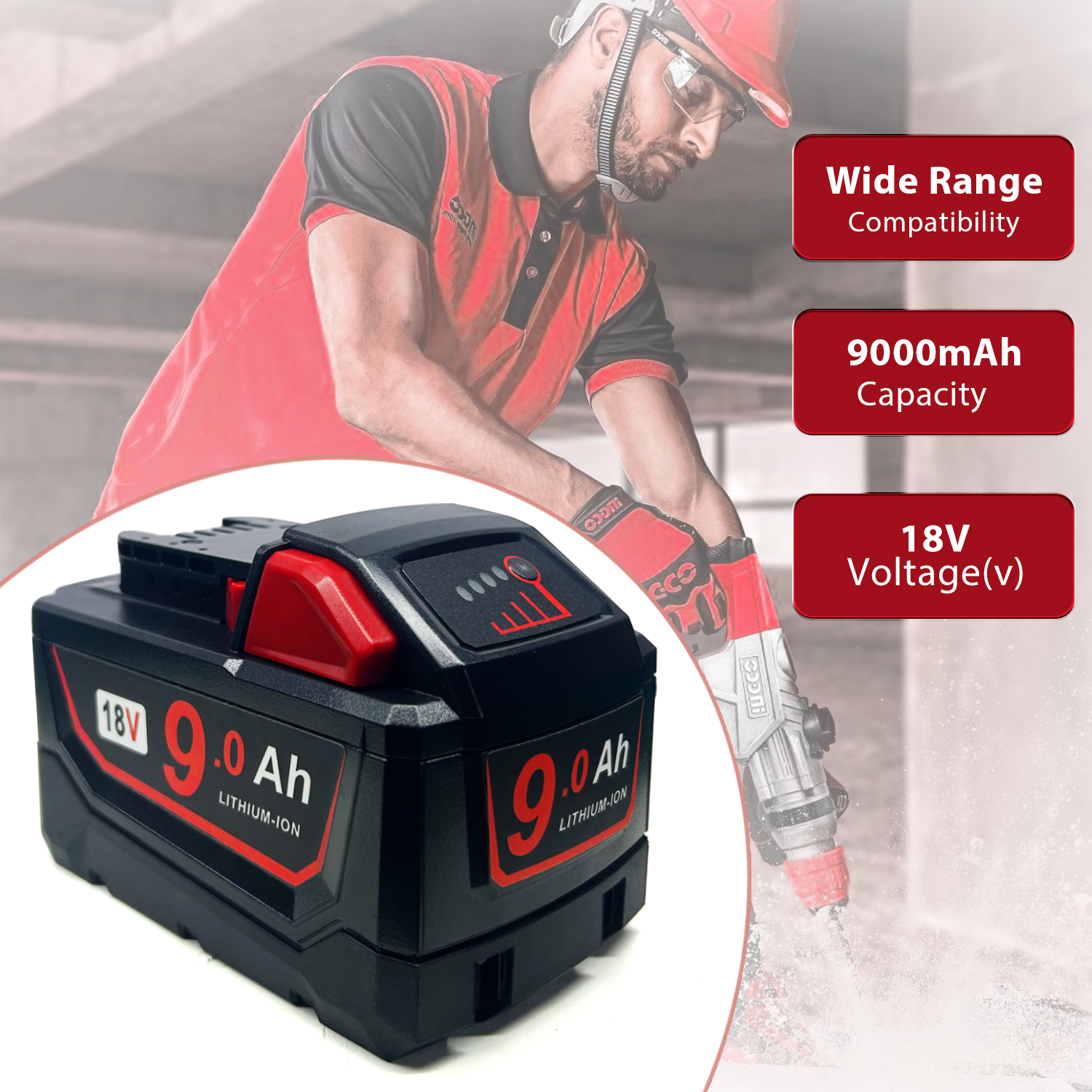 18V 9.0Ah High-Capacity Battery – Compatible with M18 XC Series - Image 2