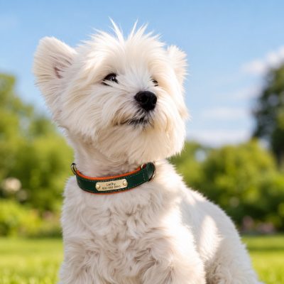 Personalized Pet Collar with Engraved Nameplate & Adjustable Fit