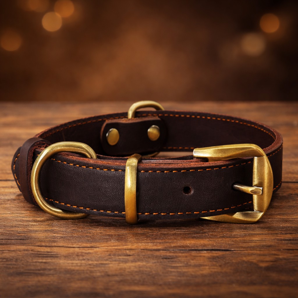 Custom Leather Dog Collar with Engraved Brass Name Tag & Bell – Personalized Pet ID for Small, Medium & Large Dogs - Image 2