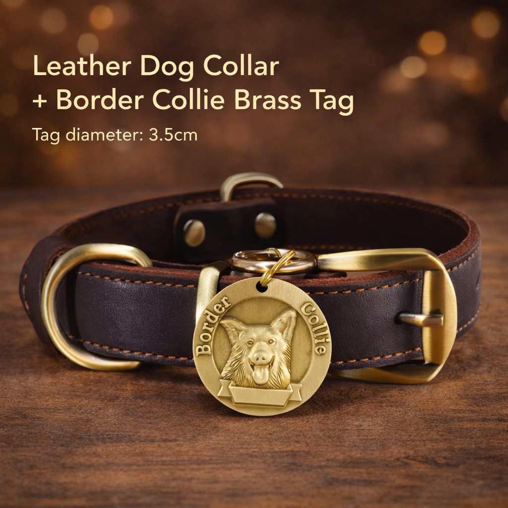 Custom Leather Dog Collar with Engraved Brass Name Tag & Bell – Personalized Pet ID for Small, Medium & Large Dogs - Image 4