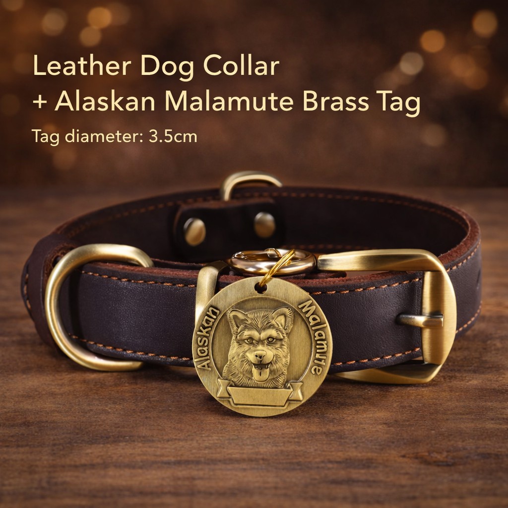Custom Leather Dog Collar with Engraved Brass Name Tag & Bell – Personalized Pet ID for Small, Medium & Large Dogs - Image 5