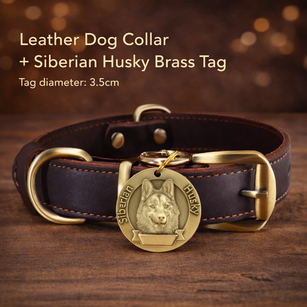 Custom Leather Dog Collar with Engraved Brass Name Tag & Bell – Personalized Pet ID for Small, Medium & Large Dogs - Image 7