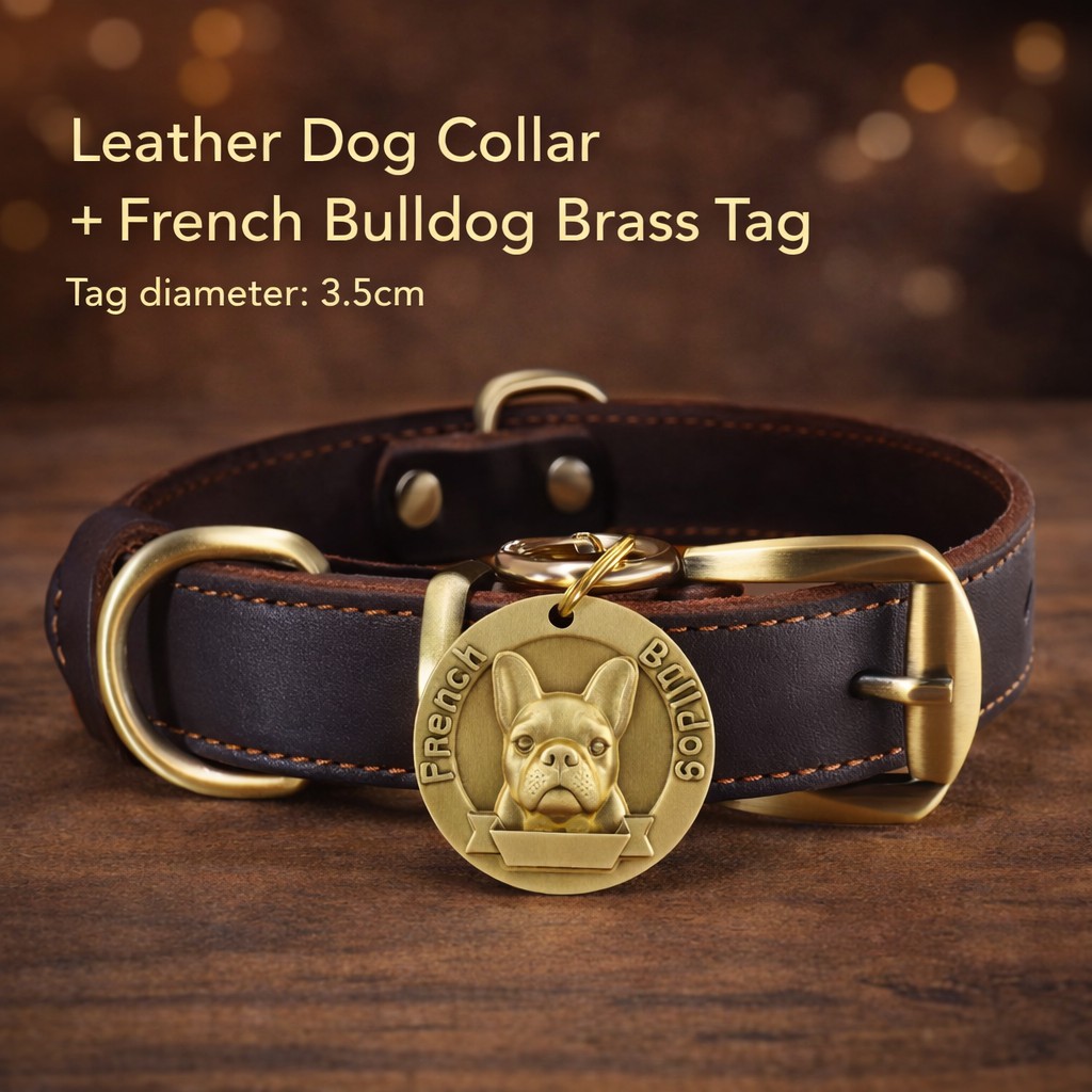 Custom Leather Dog Collar with Engraved Brass Name Tag & Bell – Personalized Pet ID for Small, Medium & Large Dogs - Image 8