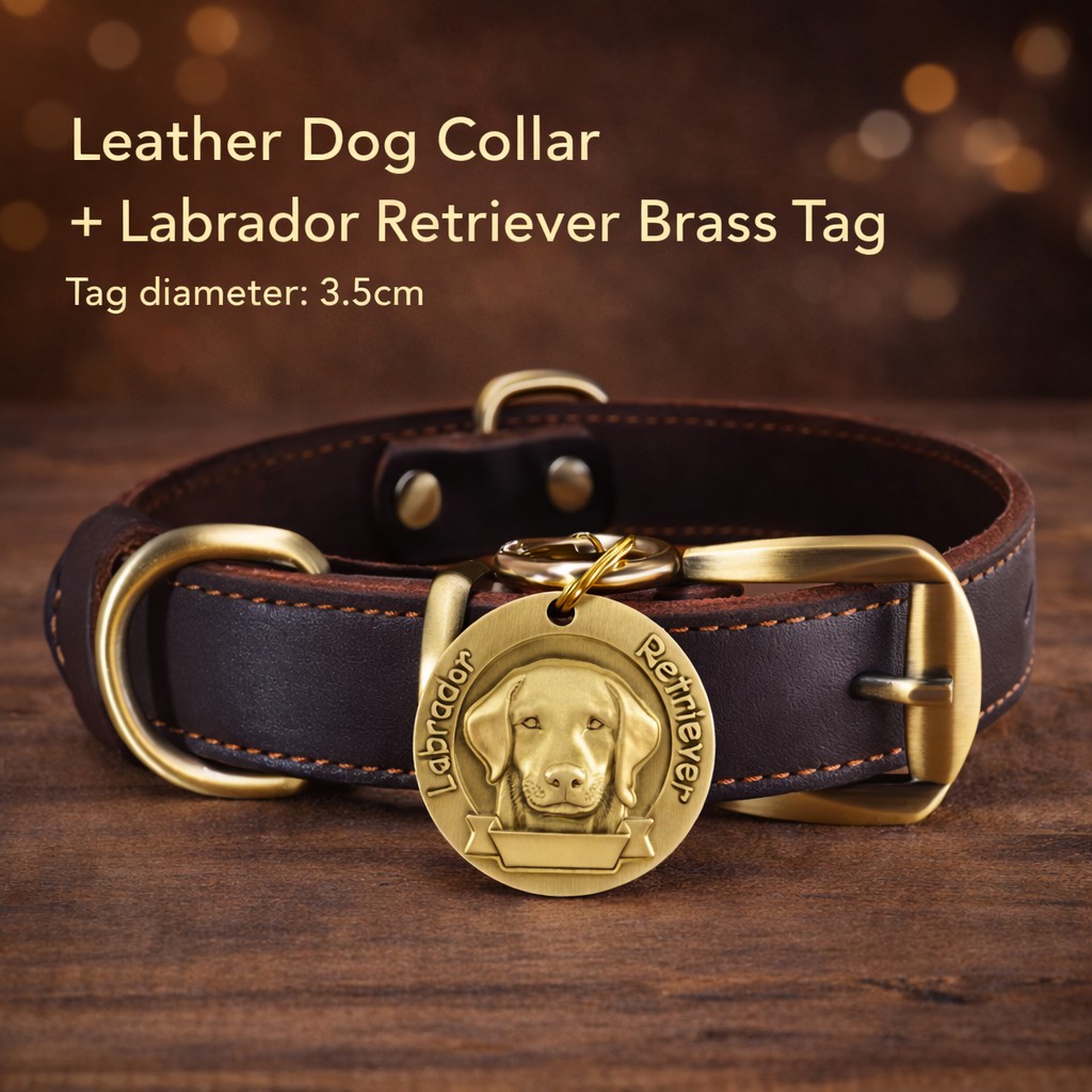 Custom Leather Dog Collar with Engraved Brass Name Tag & Bell – Personalized Pet ID for Small, Medium & Large Dogs - Image 9