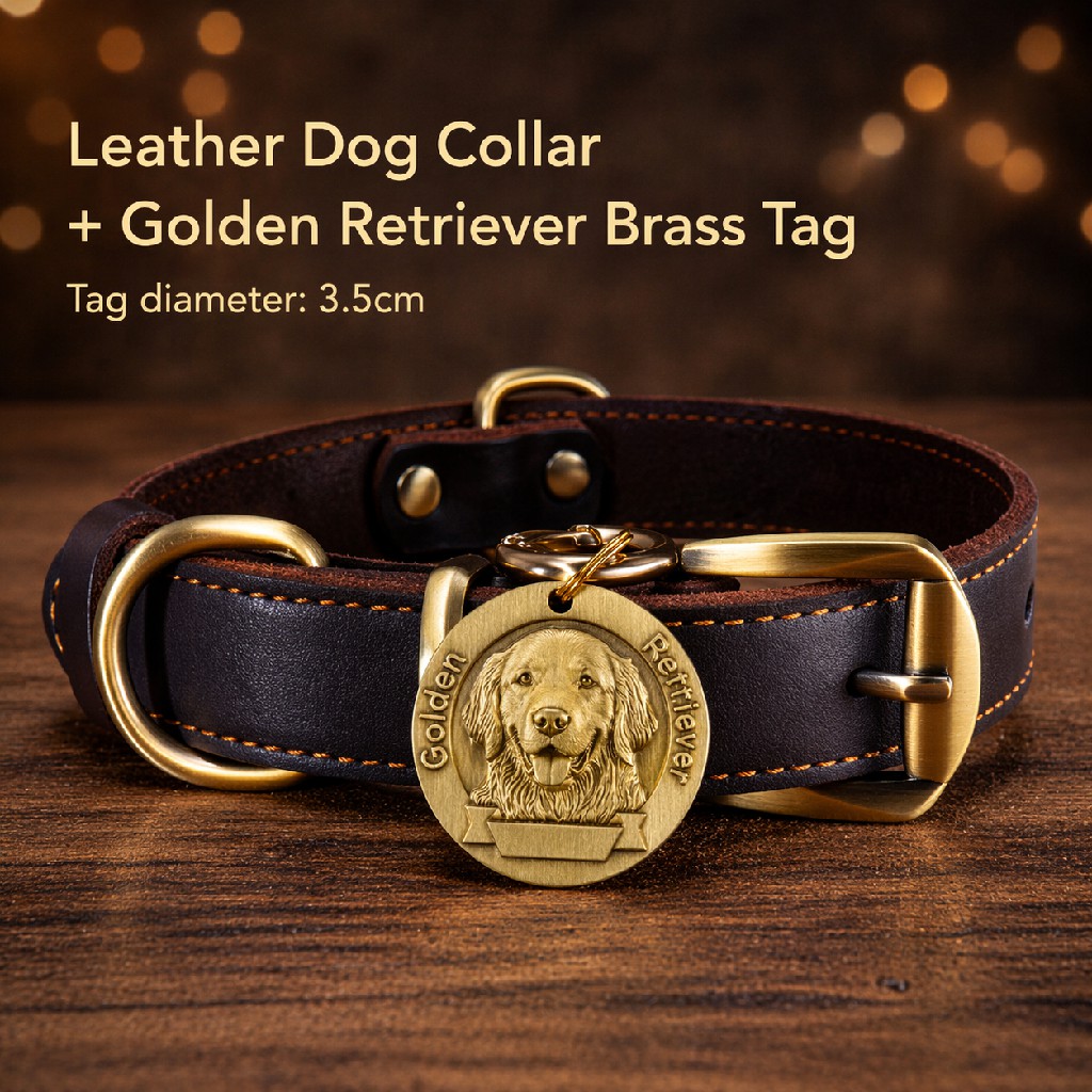 Custom Leather Dog Collar with Engraved Brass Name Tag & Bell – Personalized Pet ID for Small, Medium & Large Dogs - Image 12