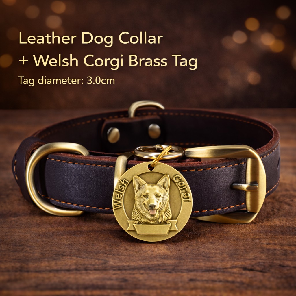Custom Leather Dog Collar with Engraved Brass Name Tag & Bell – Personalized Pet ID for Small, Medium & Large Dogs - Image 13