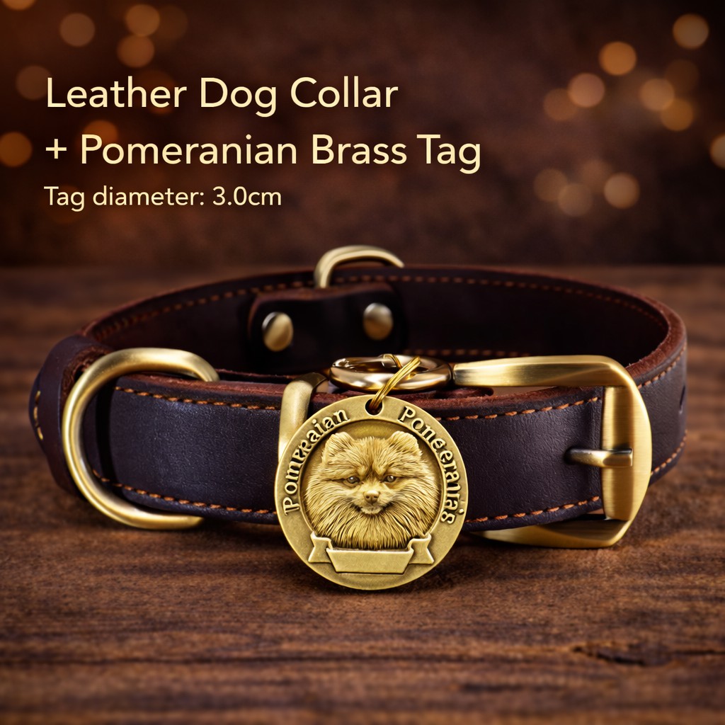 Custom Leather Dog Collar with Engraved Brass Name Tag & Bell – Personalized Pet ID for Small, Medium & Large Dogs - Image 14
