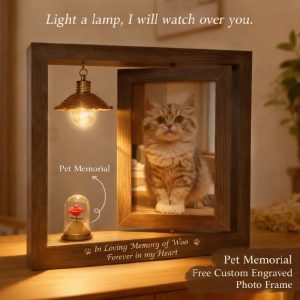 Personalized Pet Memorial Frame with LED Light, Custom Engraving & Photo Display – A Meaningful Keepsake Gift for Pet Lovers
