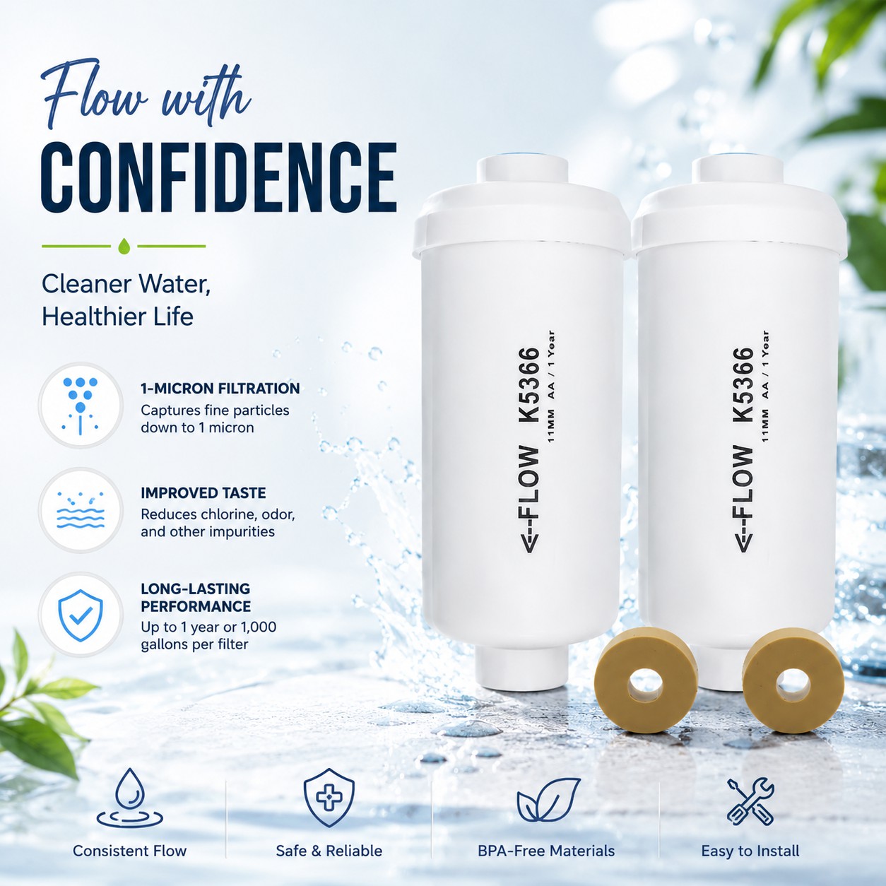 K5366 Replacement Fluoride Water Filters PF-2 Style Cartridges