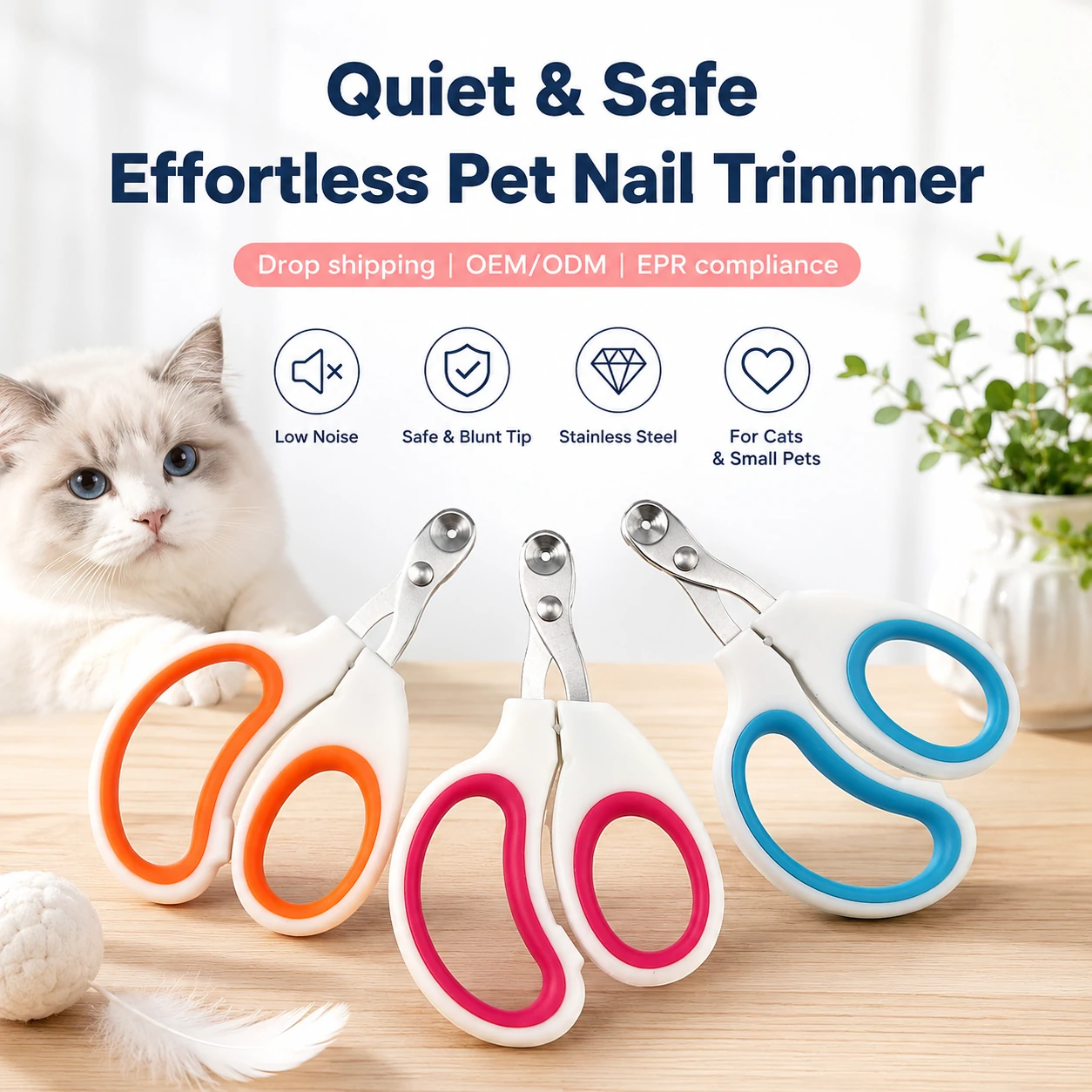 Safe Quick-Trim Pet Nail Clippers for Cats & Small Dogs
