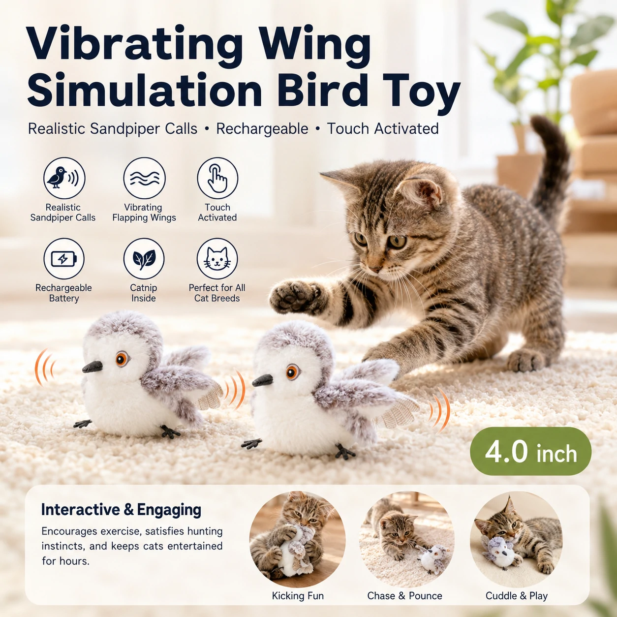 Interactive Flapping Bird Cat Toy - Image 2