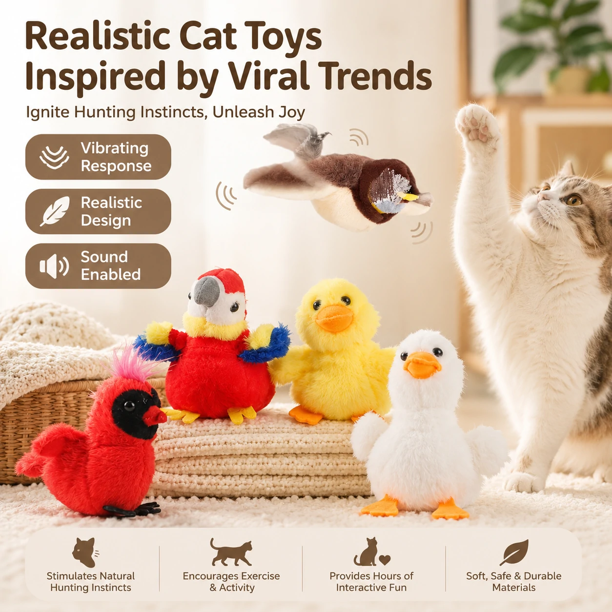 Interactive Flapping Bird Cat Toy