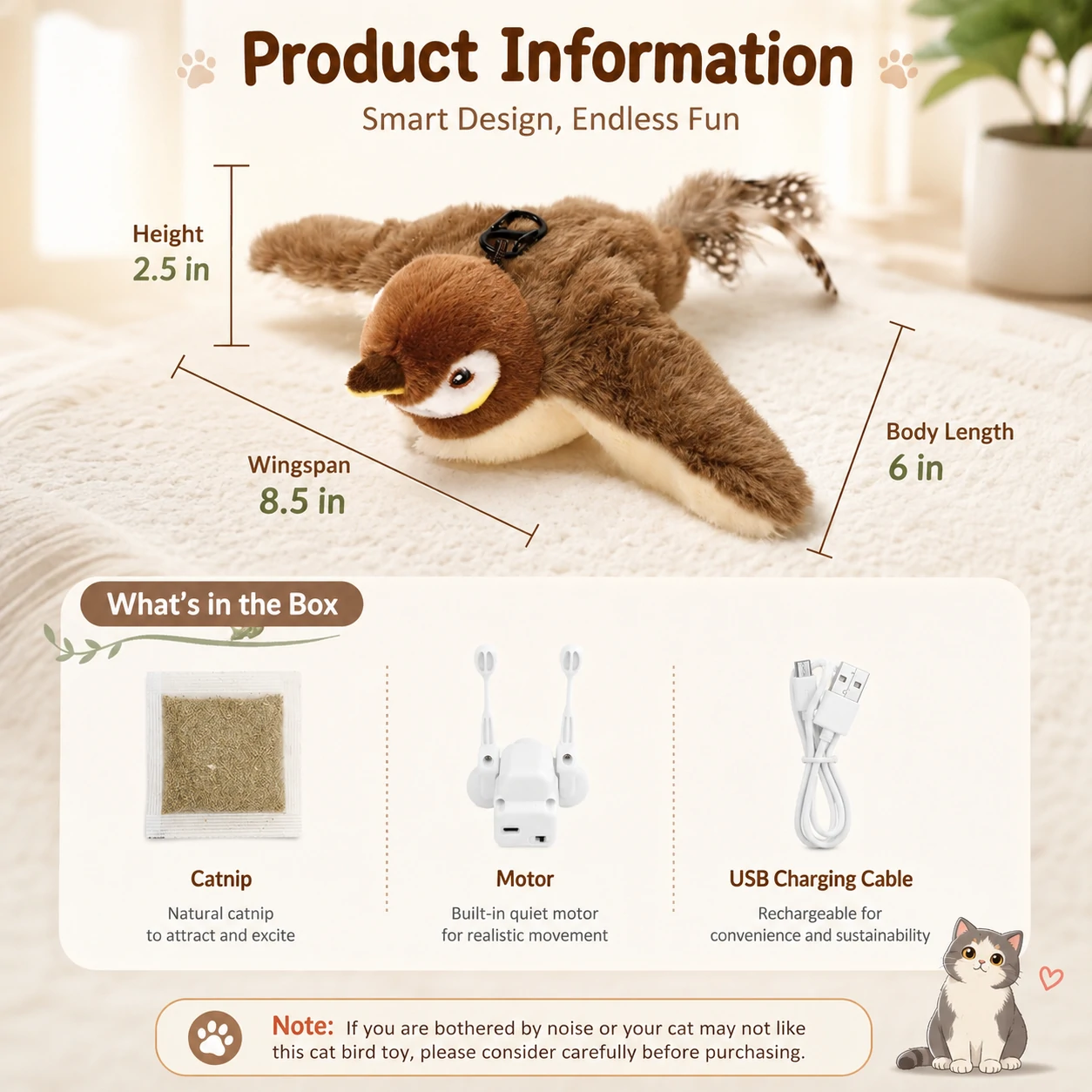 Interactive Flapping Bird Cat Toy - Image 3