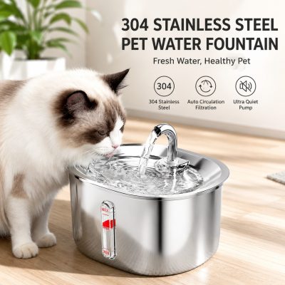 Automatic Stainless Steel Pet Water Fountain with Smart Filtration