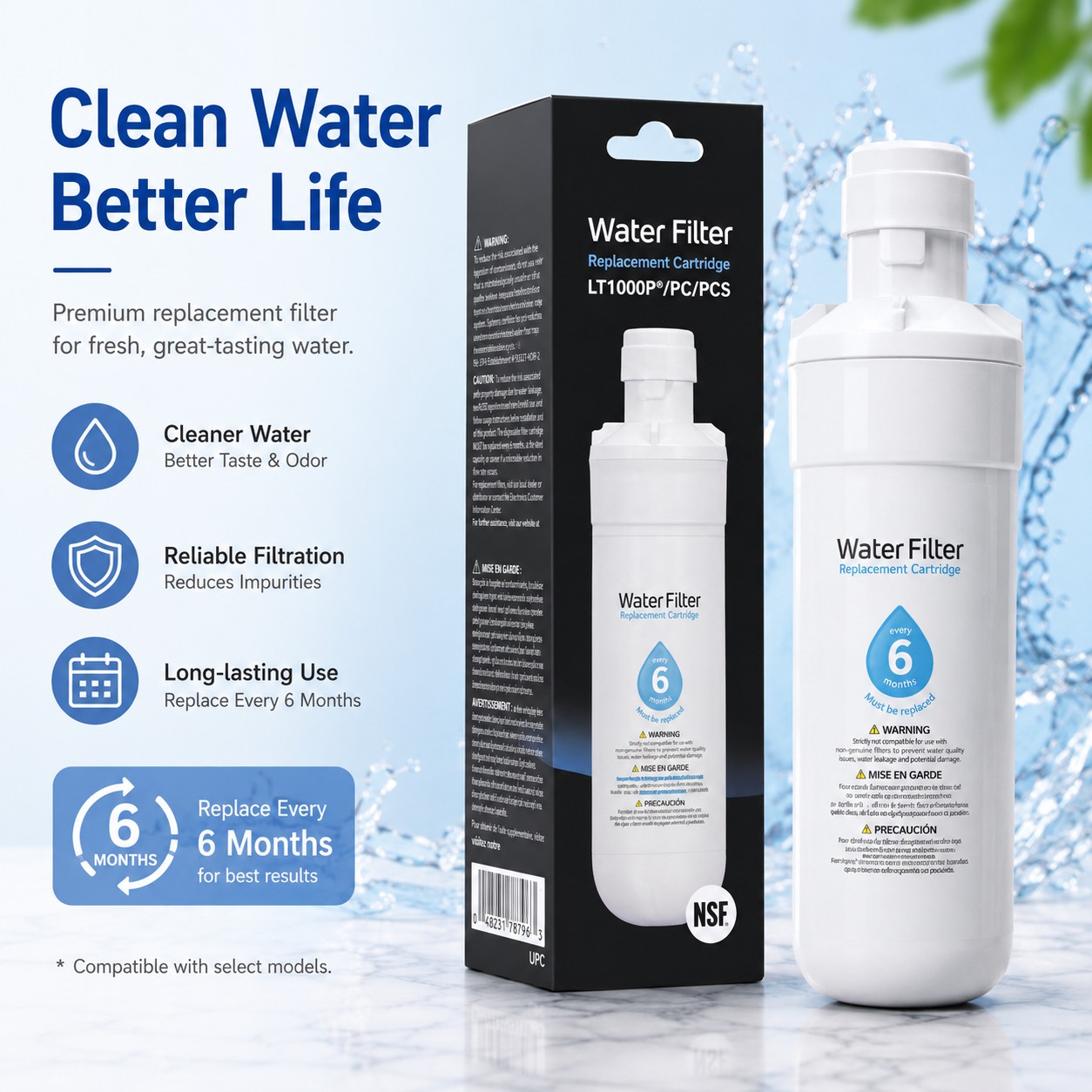 Universal LT1000P Refrigerator Water Filter Replacement Cartridge - Image 2