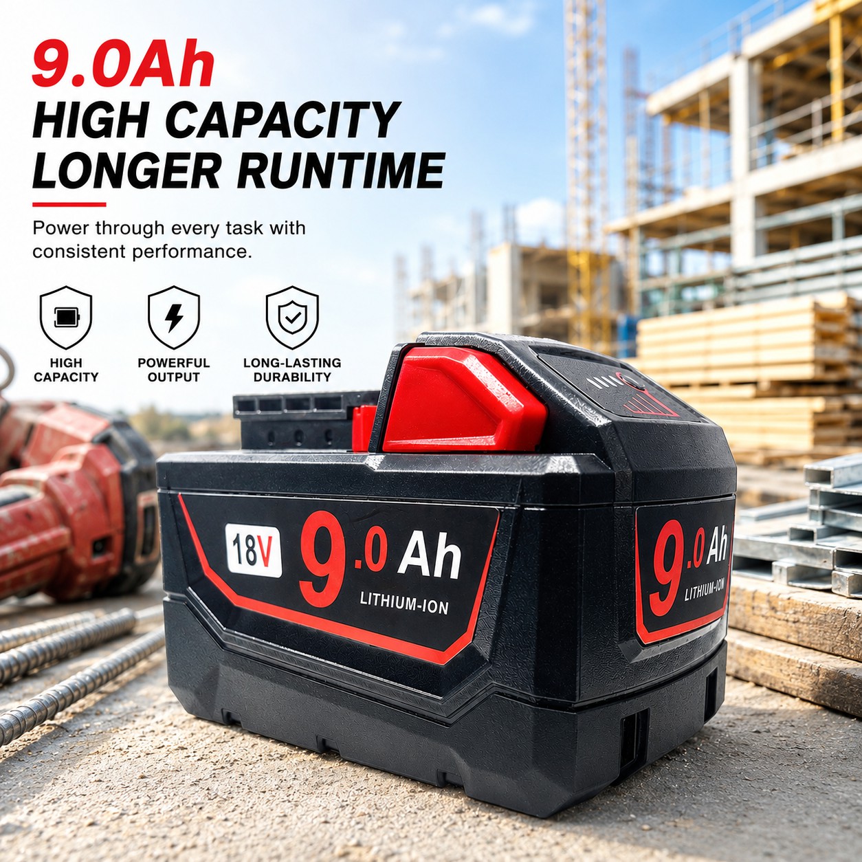 18V 9.0Ah Replacement Battery for Milwaukee M18 Tools