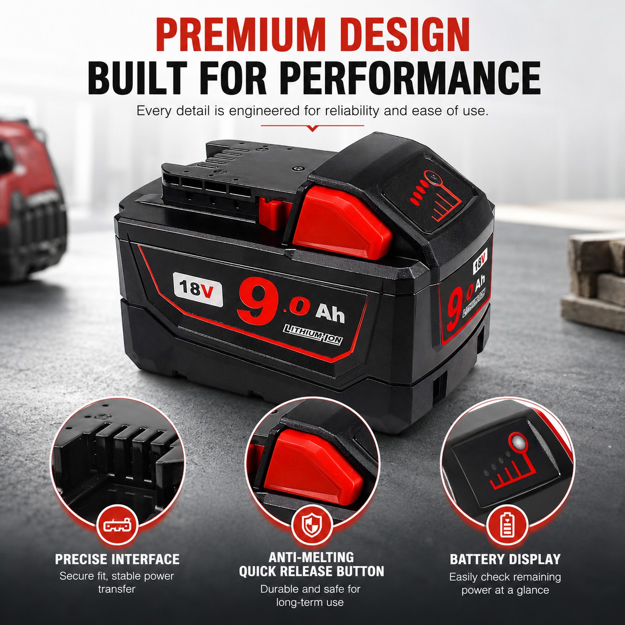18V 9.0Ah Replacement Battery for Milwaukee M18 Tools - Image 4