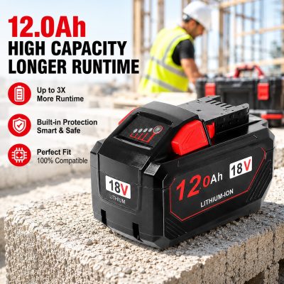 18V 12.0Ah Replacement Battery for Milwaukee M18 Tools