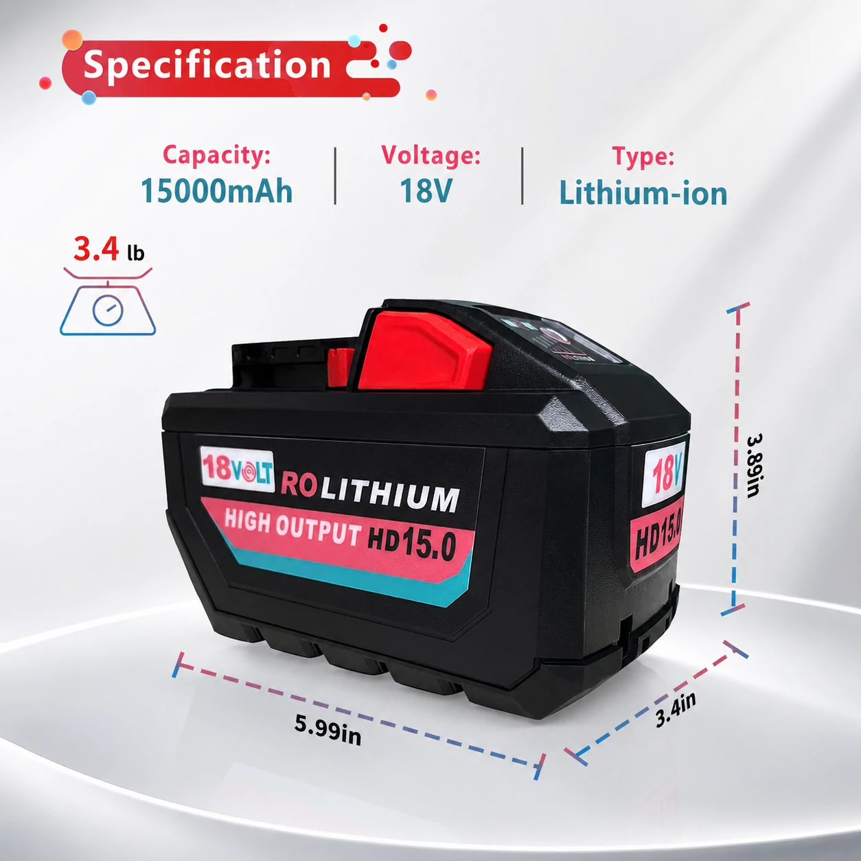 18V 15.0Ah High Output Replacement Battery - Image 4