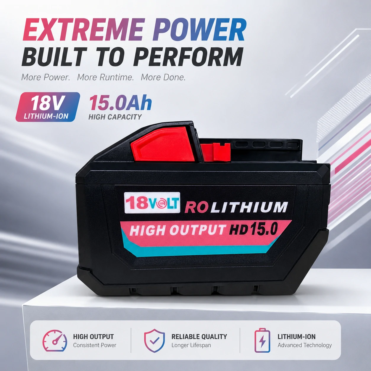 18V 15.0Ah High Output Replacement Battery - Image 3